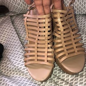 Tan Franco sarto wedges